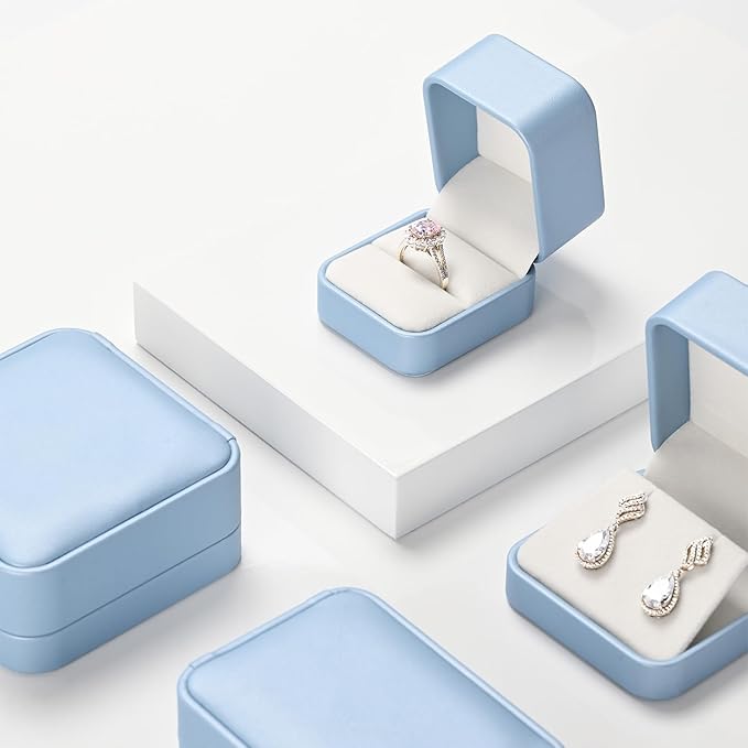 Oirlv Luxury Leather Bracelet Gift Box Bangle Box Jewelry Case Storage Case Organizer Holder(Sky Blue)