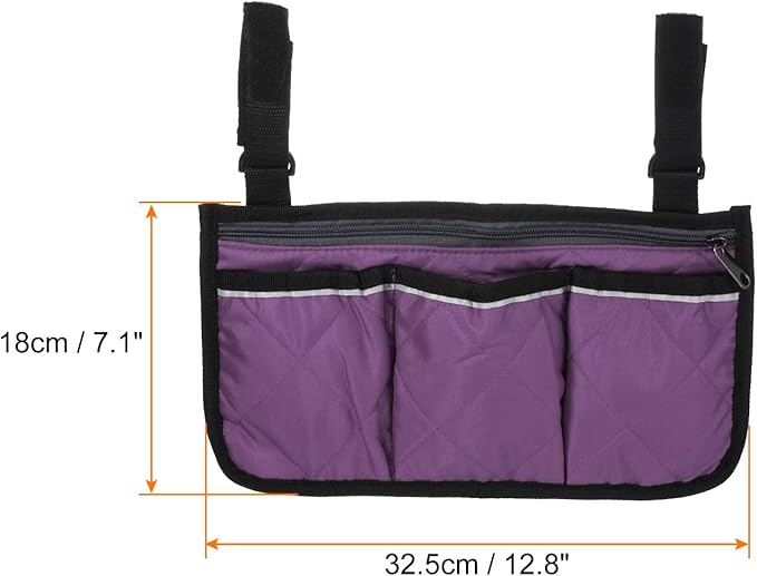 PATIKIL Beach Chair Armrest Bag, Waterproof Beach Chair Hanging Storage Pouch Arm Rest Magazine Snack Bag with 4 Pockets for Camping Outdoors