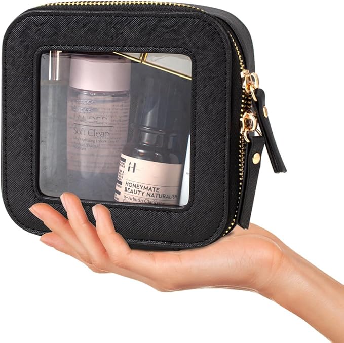 Travel Clear Makeup Bag Set, TSA Approved Cosmetic Bag Case with Zipper Portable Makeup Pouch Toiletry Bag Women Traveling Cosmetic Organizer Storage Bag Car Organizer Car Essentials for Women