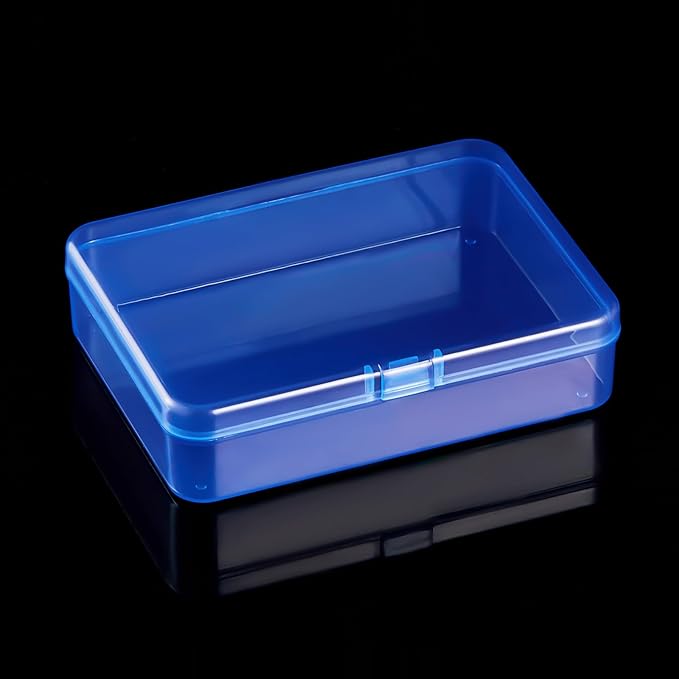 Goodma 8 Pieces Rectangular Plastic Boxes Empty Storage Organizer Containers with Hinged Lids for Small Items and Other Craft Projects (Blue, 4.5 x 3.3 x 1.1 inch)