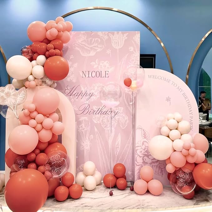 MEBAY Orange Pink Blush White Balloon Garland Arch Kit, 155Pcs Latex Balloons Different Size 18 12 10 5 inch for Baby Shower Gender Neutral Orange Citrus Kids Birthday Party Backdrop Decorations