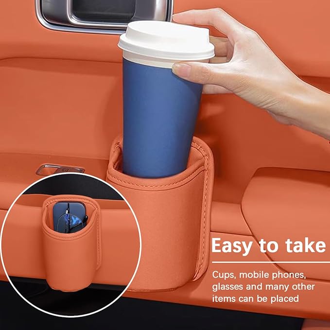 Large Car Door Cup Holder, Clip On Vehicle Seat Side Hanging Cup Drink Holder, Automotive Interior Water Bottle Organizer Mount Accessories, Universal for SUV Sedan Truck (Red)