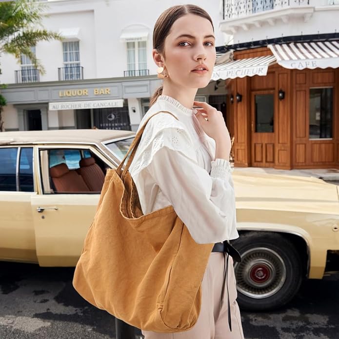 Canvas Tote Bag for Women Large Hobo Shoulder Bag for Work Travel Casual Message Bag Tote Purse handbags