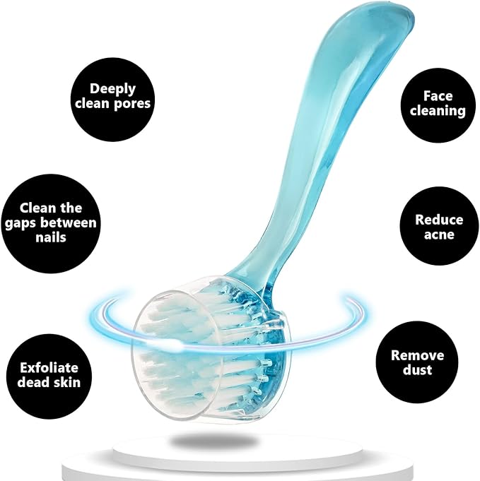 3 Pcs Facial Cleansing Brush, Manual Face Brushes for Cleansing and Exfoliating, Face Scrubber to Massage, Deep Pore Exfoliation, Makeup Remove and Skin Care with Soft Bristles, Clear Blue