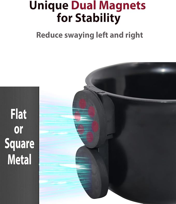 Magnetic Cup Holder, Dual Magnet Bottle Holder Fit 45oz Large Capacity, with Non-Slip Pad & Rubber-Coated Magnet Fits Metal Surfaces, Drink Holder for Tractor Mower Bus Forklift (Large)