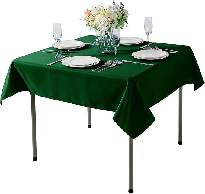 Cupuamon Square Tablecloth 52x52 inch Washable Polyester Fabric Table Cloth for Wedding Party Dining Banquet Decoration（52x52,Hunter）