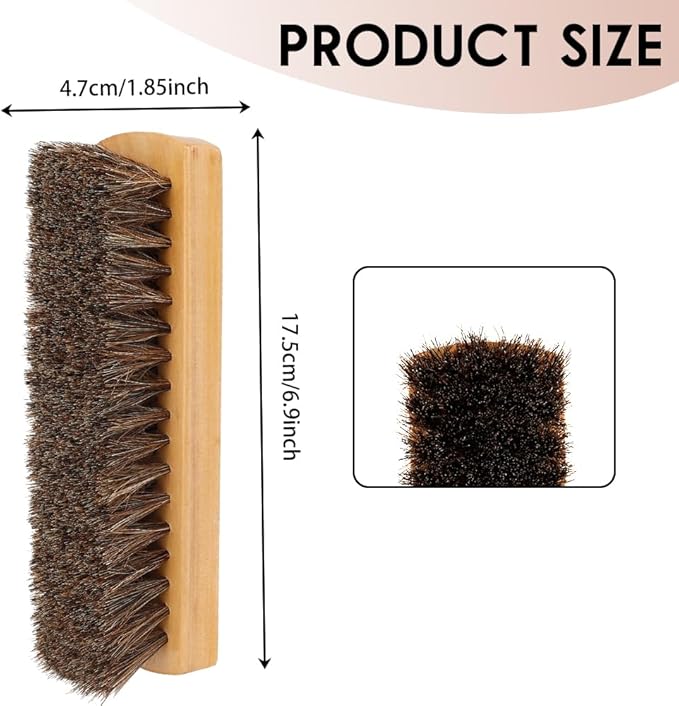 Shoe Brush, Horsehair Shoe Brush Shoe Cleaning Brush Boot Brush for Leather, Shoe Brushes Shoe Shine Brush Brush Shoe Polish Brush for Cleaning and Care Leather Shoes Clean Dauber Applicators