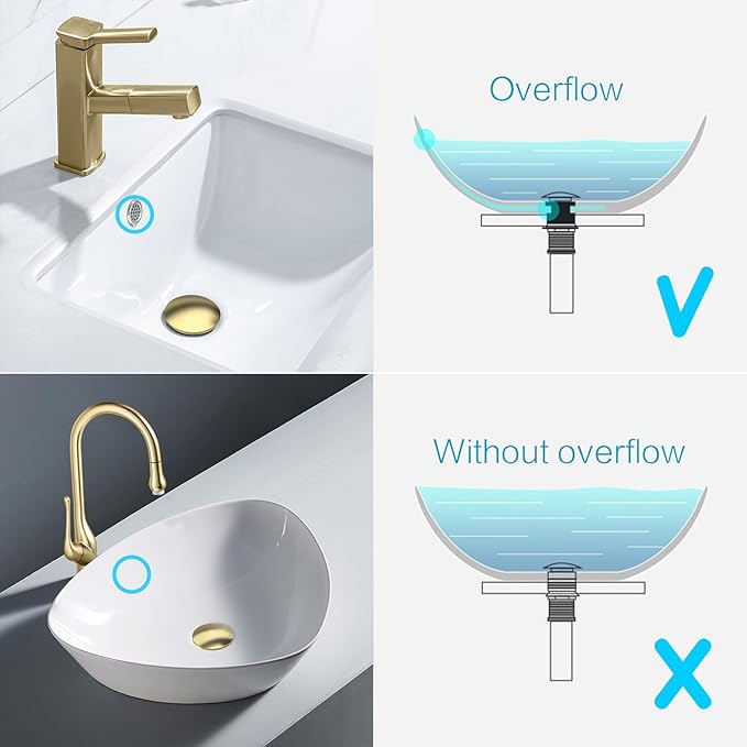 KAIYING Pop Up Drain, Bathroom Sink Drain Stopper with Overflow, Vessel Sink Drain Assembly with Detachable Basket Stopper, Anti-Explosion and Anti-Clogging Drain Strainer（Brushed Champagne Gold）