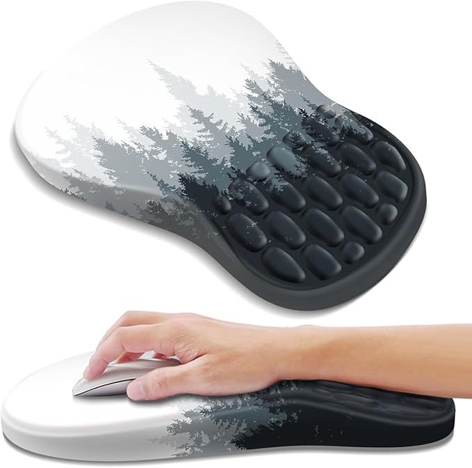 YIWEI Ergonomic Mouse Pad with Wrist Rest - Comfortable Office Mousepad with Memory Foam Wrist Support for Carpal Tunnel Relief, Mouse Pads with Non-Slip Base for Gaming and Home (Forest-2)