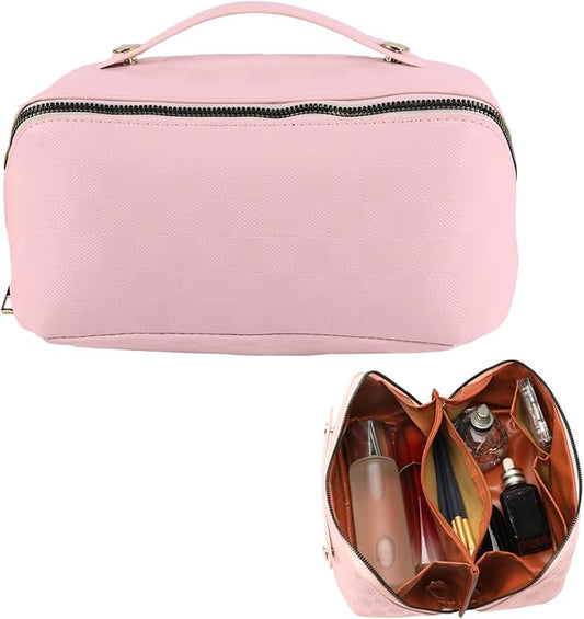 Travel Makeup Bag,Large Capacity Cosmetic Bags for Women,Waterproof Portable Pouch Open Flat Toiletry Bag Pattern Makeup Bag