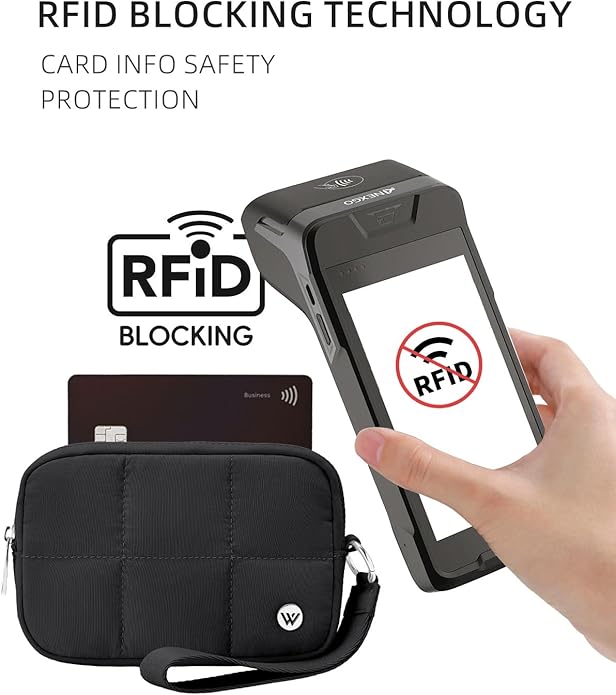 WESTBRONCO Puffer Wristlet Wallets for Women RFID Nylon Wallet with Zipper Quilted Purse for Travel Credit Card Holder Phone