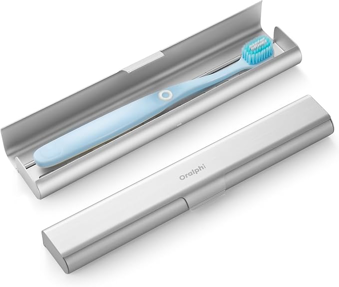 Aluminum Toothbrush Travel Case, Portable Travel Toothbrush Holder, Durable Manual Toothbrush Box Container for Traveling, Bathroom, Camping, Business Trip-1Pack Silver
