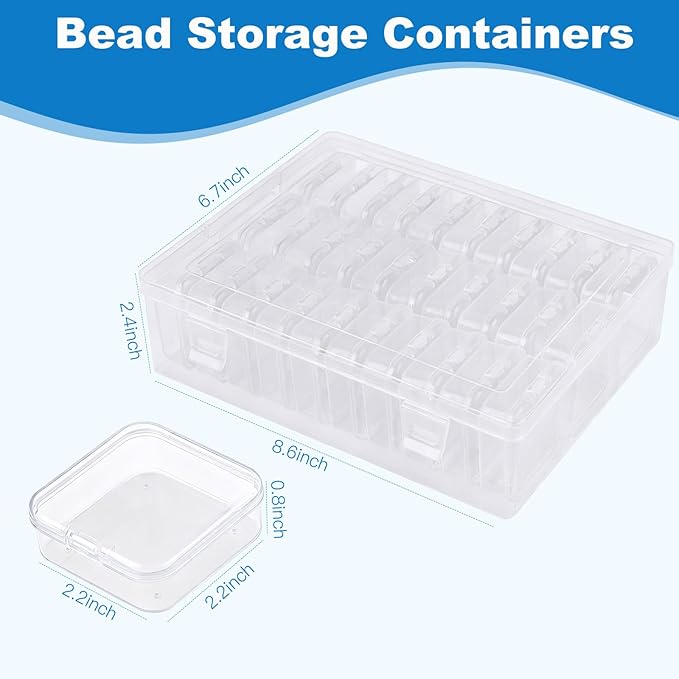 Bead Organizer Box, 60 Pcs Small Clear Plastic Storage Containers with Hinged Lid, Mini Craft Boxes for Beads, Jewelry Making, Diamond Painting, Nail Art, Screws and Small Parts Organization