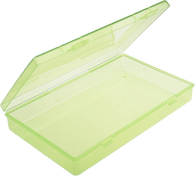 Goodma 4 Pieces Rectangular Plastic Boxes Empty Storage Organizer Containers with Hinged Lids for Small Items and Other Craft Projects (Green, 7.1 x 4.3 x 1.2 inch)
