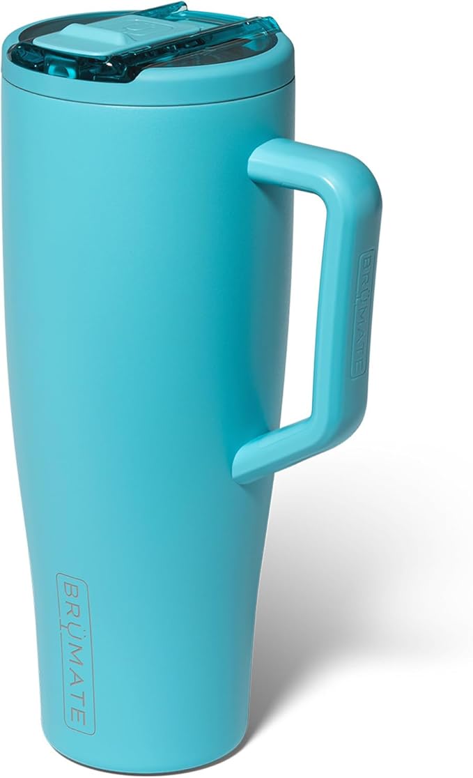 BrüMate Era Flip 40oz Tumbler with 100% Leakproof Covered Straw Lid | Hygienic Covered Straw | Insulated Stainless Steel Water Bottle with Handle | Cup Holder Friendly | BPA-Free (Curaçao)