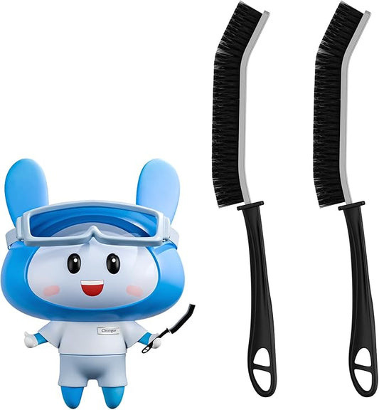 Crevice Cleaning Brushes, Scrub Brush for Hard to Reach Small Space, Home Essentials, Cleaning Supplies, Cleaning Tools for Household Use, Bathroom, Shower, Kitchen, Window, Toilet (2, Black)