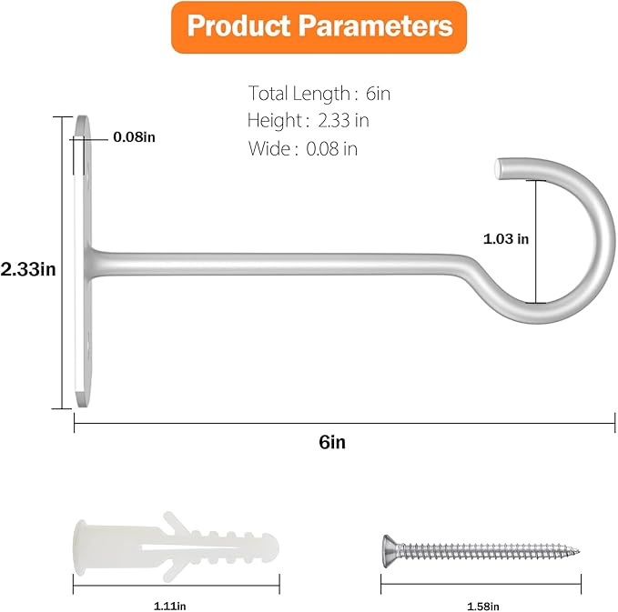 ASZUNE Metal Hanging Plant Hooks 6in 4Pack Decorative Wall Plant Hanger for Hanging Lanterns Bird Feeder Flower Basket Home Decor Indoor & Outdoor White