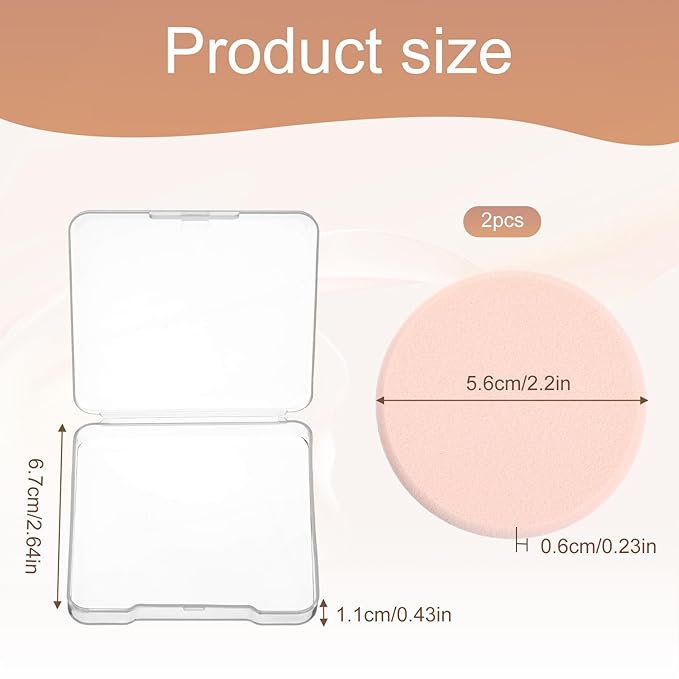 2Pcs Round Makeup Sponges for Foundation with 1 Travel Case, Face Sponge Foundation Blender, Cosmetic Sponge for Makeup, Blender Sponges Replacement for Cosmetic, Sensitive and All Skin Types