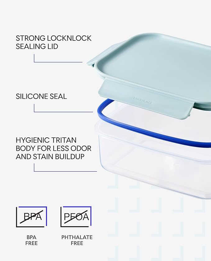 LocknLock Classic-Plus Plastic Food Storage Container | Airtight Plastic Food Storage Containers with Lids | BPA Free Stackable Food Storage for Meal Prep, Leakproof, Freezer & Dishwasher Safe, 2.75L