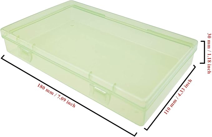 LJY 6 Pieces Rectangular Empty Mini Clear Plastic Organizer Storage Box Containers with Hinged Lids (7.1 x 4.3 x 1.2 inch, Green)
