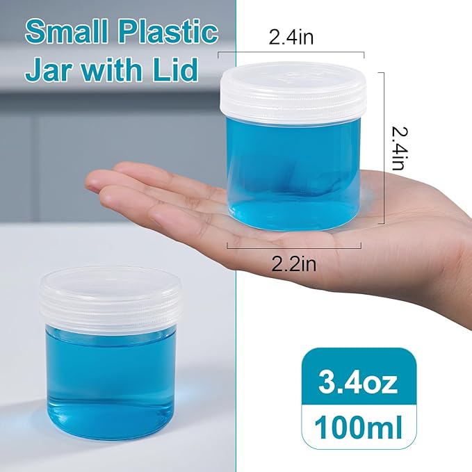 Wide Mouth Travel Containers, PP Clear Leak Proof Travel Plastic Jars with Lids for Creams Lotion Cosmetic, Jewelry Beads, Sample, Small Items Storage (4 Pcs 3.4 oz，4 Pcs 8 oz)