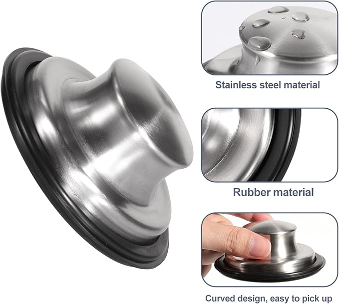 RQYEKDO Polished Kitchen Sink Strainers Sink Stopper Kits, Stainless Steel Sink Drain Strainer Set,Large Wide Rim 4.4" Diameter Food Catcher Garbage Disposal Plug for Most Sink Drains Basket Filter