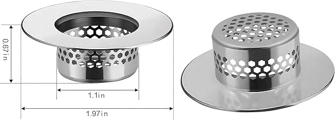 Bathroom Sink Filter - Fits 1.25"-1.60" Hole (2pcs) | Stainless Steel Hair Catcher for Bathroom/Bathtub/Laundry/RV Sink