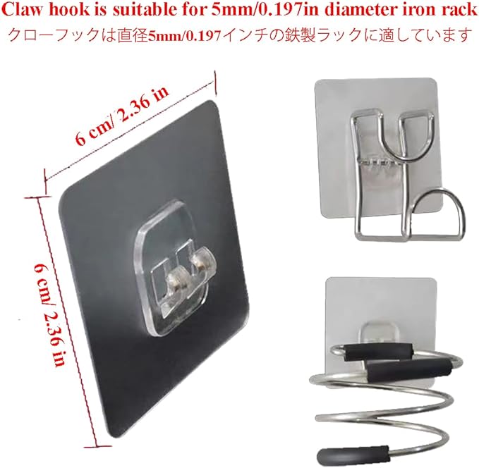 12 PCS Wall Mounted Replacement Sticky Pads for Kitchen Bathroom Shower Caddy Organizer Rack Holder Nail Free Adhesive Hooks (Claw Shape)