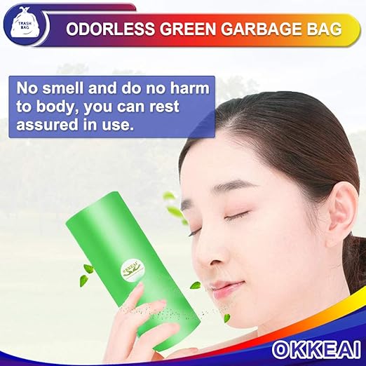 OKKEAI 3 Gallon Small Trash Bags, 100 Counts, Small Trash Can Liners, Garbage Bags, Mini 10L Wastebasket Bin Liners Bags for Bathroom, Kitchen, Bedroom, Living Room, Office, Green
