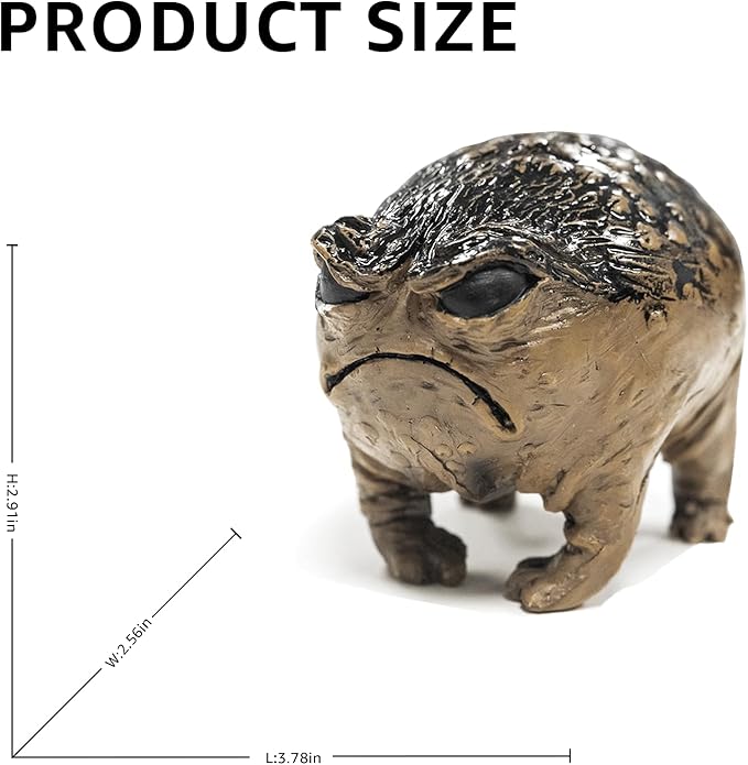 Weird Grumpy Angry Frog Toad Statue – Ugly Cute Resin Sculpture for Garden, Desk or Home Décor, Tiny Novelty Figurine with Gift Box, 1pcs