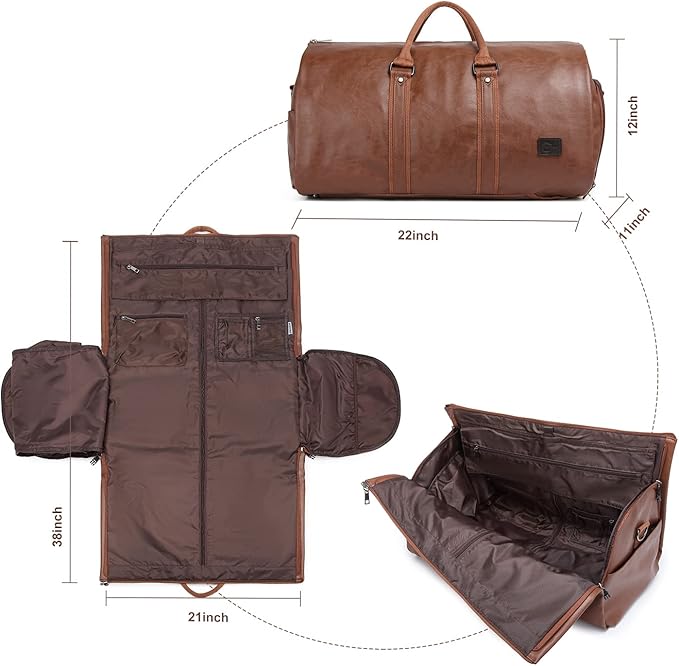 seyfocnia Convertible Travel Garment Bag, Carry-on Garment Duffel Bag for Men Women - 2-in-1 Hanging Suitcase Suit Business Travel Bag