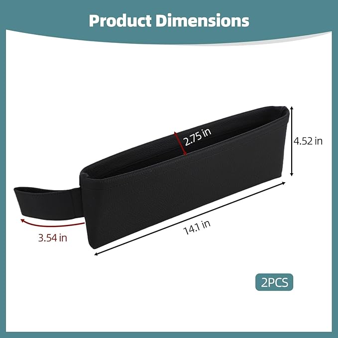 OMISTAR 2 PCS Car Seat Gap Organizers - PU Leather Car Console Side Pocket, Universal Car Seat Gap Filler Storage Box for Phone Keys Wallet Sunglasses, Car Interior Accessories Seat Catcher