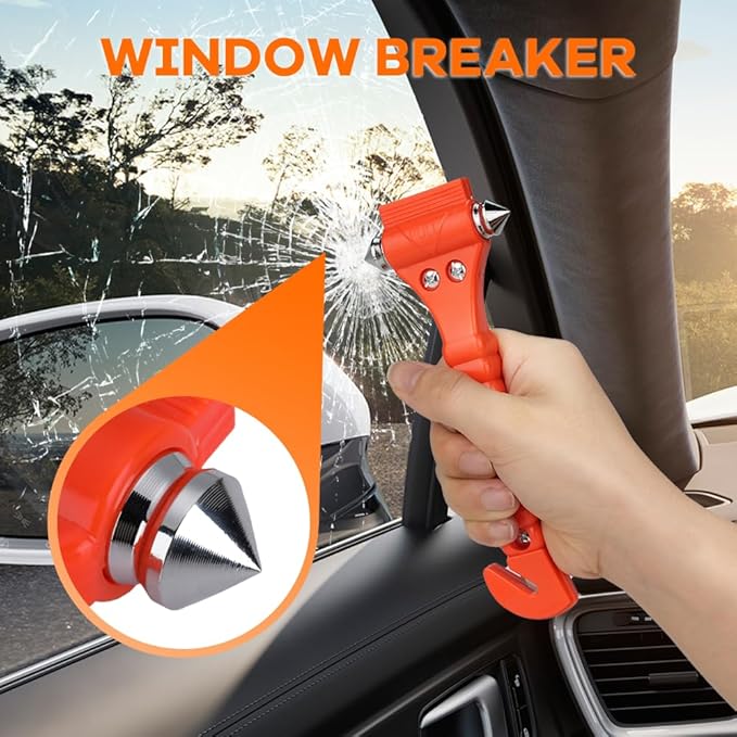 SINSEN Car Safety Hammer Set of 3 Emergency Escape Tools Auto Car Window Glass Hammer Breaker and Seat Belt Cutter 2-in-1 for Family Rescue & Auto Emergency Escape (3 PCS)