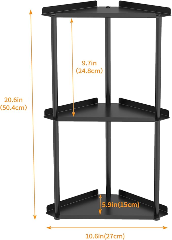 3 Tier Bathroom Counter Organizer, Vanity Organizer Corner Shelf, Skincare, Makeup Countertop Organizers, Kitchen, Bathroom Counter Storage, Black