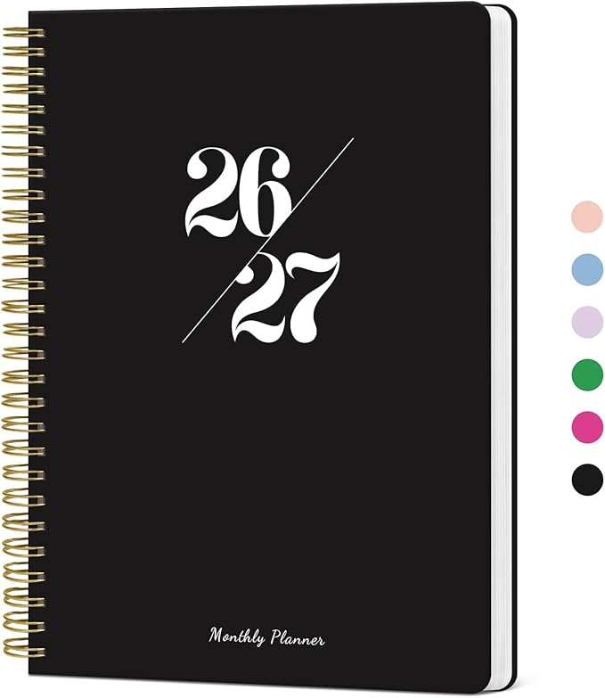 Monthly Planner 2026-2027, 2 Year Months Calendar Planner 2026-2027, Runs from January 2026 - December 2027, 7" x 10", 24 Months, Perfect for School Office Home Planning - Black