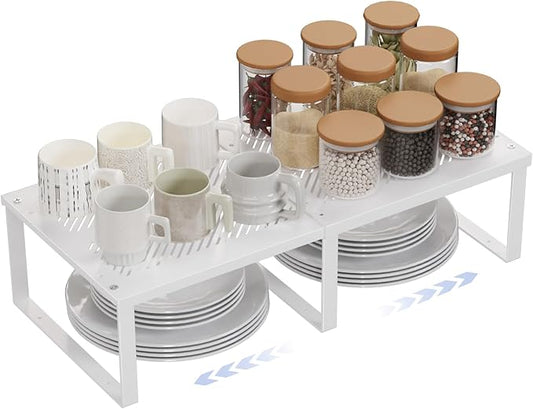 11" Wide Kitchen Adjustable Expandable Pantry Cabinet Shelf Organizer 12.6"~24,Stackable Counter Shelf 12.6" L x 11" Dx 6.3" H,Extra Storage Space Saver Shelves Rack