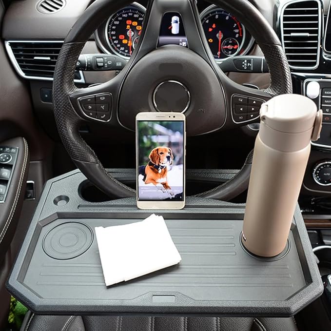 Car Steering Wheel Tray for Eating Food,Steering Wheels Desk Road Trip Essentials for Adults,Car Table Food Trays Organization,Cars Cool Interior Gadgets Accessories(Black)