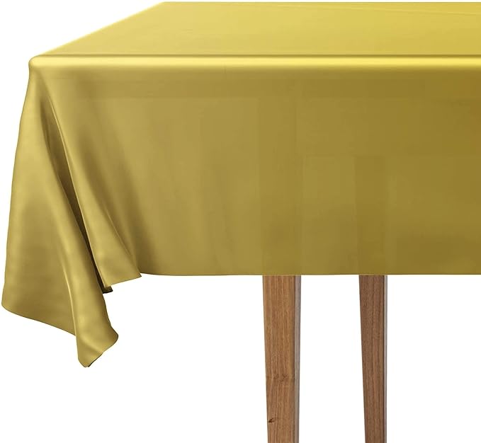 DecorRack 2 Rectangular Tablecloths BPA-Free Plastic, 54 x 108 inch, Dining Table Cloth, Rectangle Table Cover for Parties, Picnic, Camping and Outdoor, Disposable or Reusable, Gold (2 Pack)