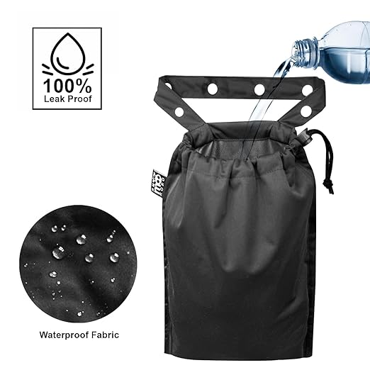 2 Pack Leakproof Car Trash Bags Detachable Waterproof Garbage Bags with Drawstring Hanging Organizer for Back Seat & Travel Grey & Black