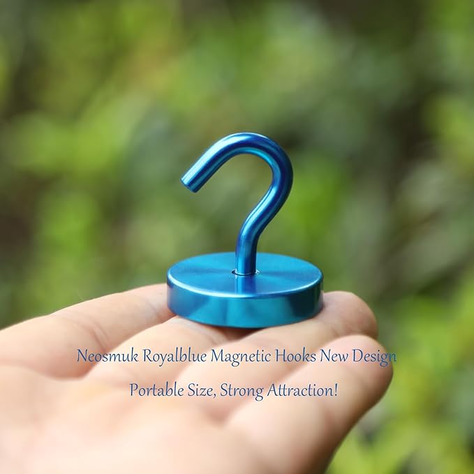 Neosmuk Magnetic Hooks, Cruise Ship Essentials, 120lb+ Heavy Duty Magnetic Hooks for Cruise Cabins, Refrigerator, Grill, Hanging, and Travel | Extra Strong Must-Have Magnet Hooks, Royal Blue, Pack of 20