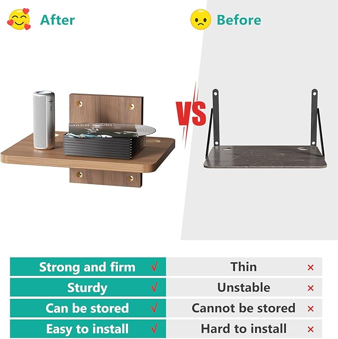 WALI Floating TV Shelf, 1 Tier Projector Shelf for DVD Players, Routers, Game Consoles, Cable Boxes, Living Room Decor Accessories, Wall Mount Shelves Holds Up to 22lbs (CS201N), 1-Shelf, Walnut Brown