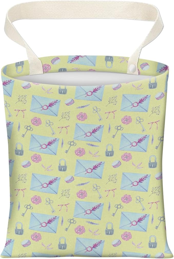 Cute Car Trash Can, Hanging Canvas Car Back Seat Organizer and Storage Bag, Funny Car Trash Bag for Travelling, Outdoor Cute Blue Envelope Pattern