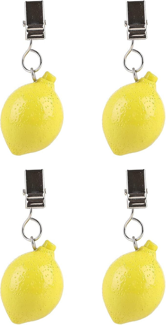 TwoFish Home Set of 4 Lemon Resin Tablecloth Weights Clips Handicraft Lemon Tablecloth Clamps Pack of 4
