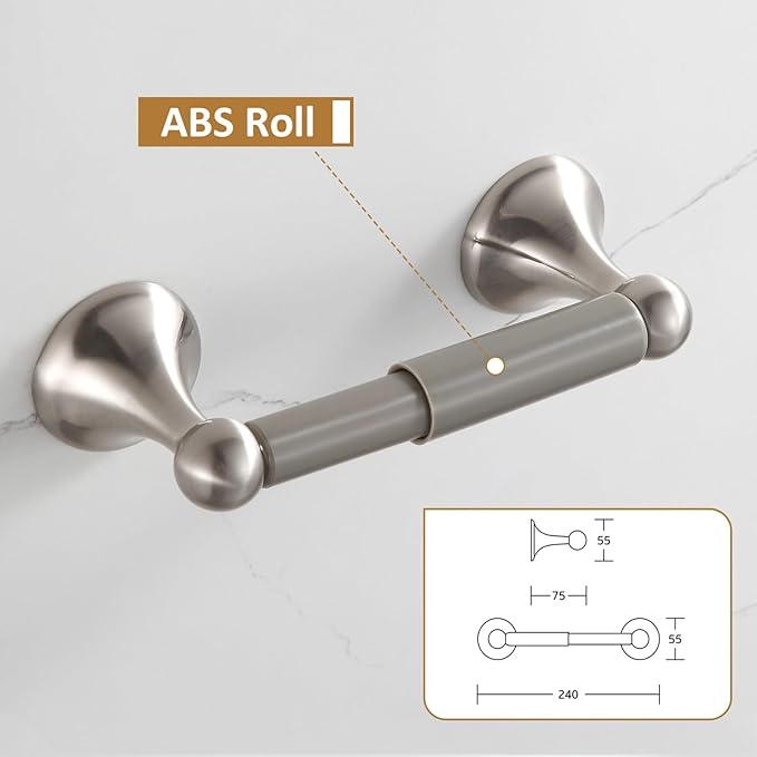 BGL Bathroom Accessories Set, Glossy Satin Nickel Expandable Towel Bar, 4-Piece Bathroom Accessory Set Wall Mounted, Towel Ring, Robe Hook, Toilet Paper Holder, Towel Holder