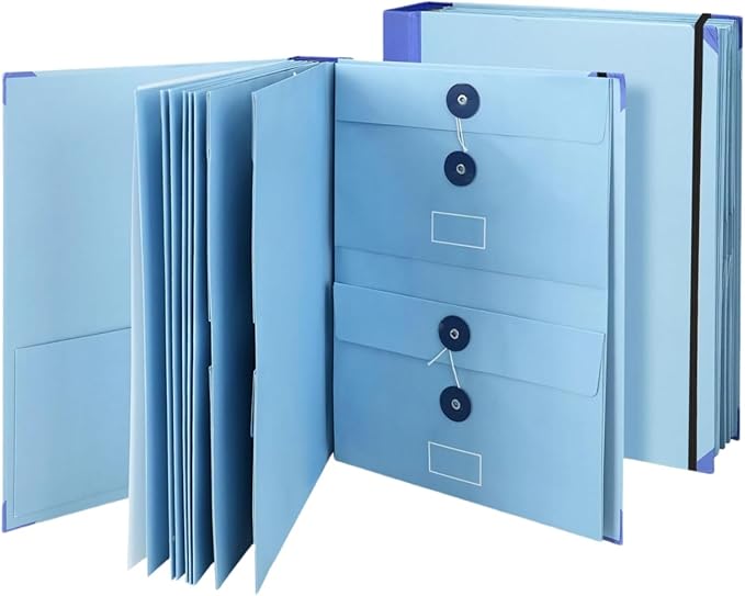 Document Organizer | Expanding File Folder for Important Papers, Passports, Birth Certificates | in Case If I Die File Folder | Ideal for Home Organization & Graduation Gift (Blue)