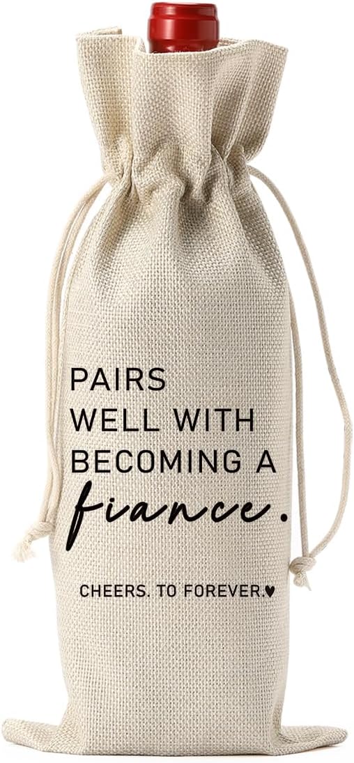 Engaged Wine Bag Engagement Gifts for New Couples Her Engagement Party Decorations Pairs Well with Becoming A Fiance Wine Bottle Bag Champagne Bottle Wraps Bags