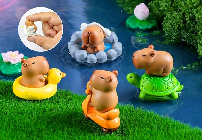 13 PCS Mini Capybara Figurines Tiny Capybaras for Car Dashboard Dollhouse Miniatures Mini Resin Animals for Fairy Garden Home Decor Capybara Birthday Decorations