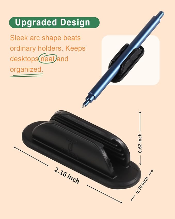 Adhesive Pencil Holders for Desk Set of 20 - Silicone Pen Holder with Upgraded Acrylic Adhesive Pads - Flexible Desk Pencil Holder for Class Office Essentials Accessories, Teacher Supplies