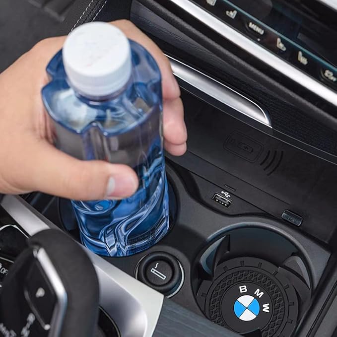 Car Cup Holder Coaster for BMW M 3 5 7 X1 X3 M3 M5 X1 X5 X6 Recessed Silicone Cupholder Coaster Interior Accessories 2.75in 2Pack Black