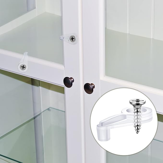 Blulu 20 Pack Mirror Holder Clips for 6 mm (6/25 in) Glass Mirror Hanging Kit for Wall Mounting, Hanging Retainers Fasteners with Screws and Anchors for Fixing Cabinet Doors (Practical Style)